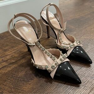 Kate Spade Studded Black and Beige Heels